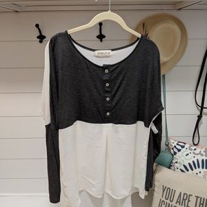 Charcoal grey and white long sleeve tee